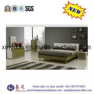 Luxury PU Leather Bed American Oak Color Bedroom Furniture (B19#)