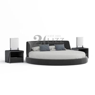 OEM ODM High Class Fabric Home Furniture Modern Luxury Round King Size Bedroom Bed