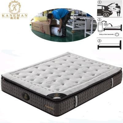 Classic Vacuum Roll up in a Box Mattress Hot Sales Pillow Top Pocket Spring Mattress Kaneman