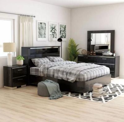 Nova Black 4PC Contemporary Nightstand Mirror and Dresser Bedroom Set