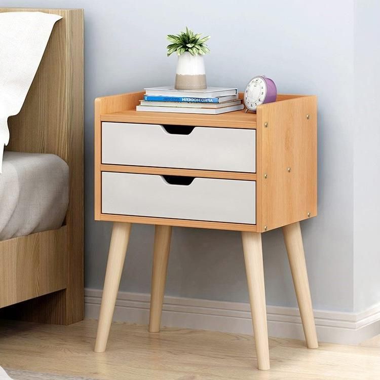 Wood Nightstand with Two Drawers