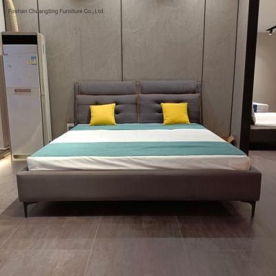 New Arrival Bedroom Bed Brown Fabric Technology Cloth High Quality Bed