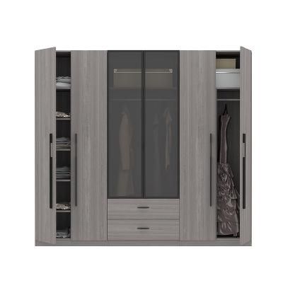 Modern Bedroom Home Furniture Wooden Sliding Glass Aluminum Door Wardrobe
