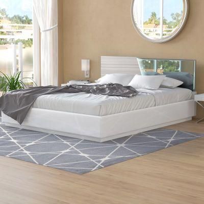 Nova Oak Wood Platform Bed with Mirrored Headboard