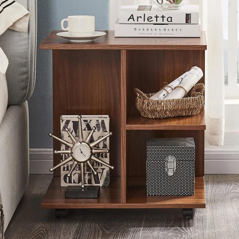 Most Popular Nightstand End Side Table Bedside Table with Rolling Wheels