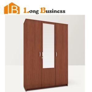 Melamine Mirror Swing Door Wardrobe with 3 Doors