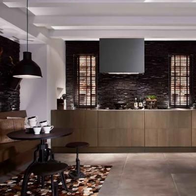Matte Lacquer Natural Wood Colored Kitchen Cabinet