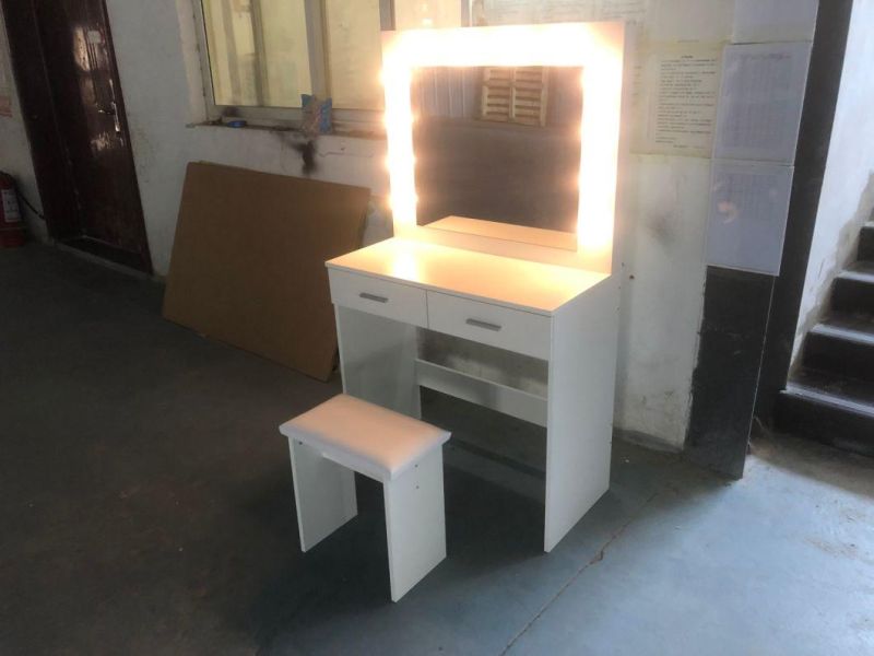 Dresser with Stools and Adjustable Three-Color LED Lights140*80*40cm