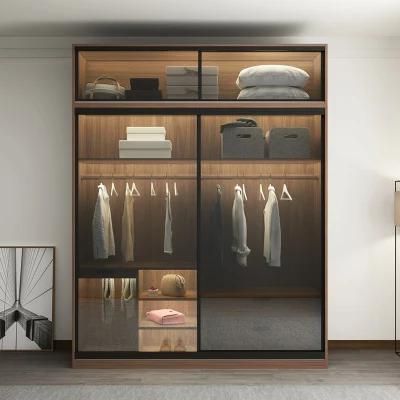 Nordic Design Black Glass Door Sliding Door Bedroom Wardrobe