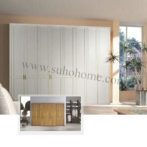 European Style White Side Hung Door Wardrobe Cabinet