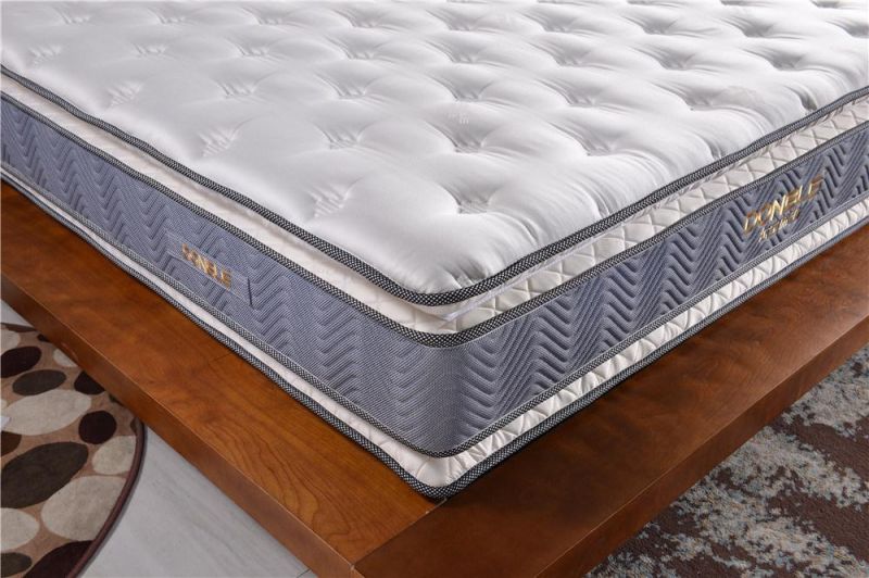 Hot Sale Sleep Well Home and Hotel Use Double Pillow Top Spring Mattress with Elegant Cover