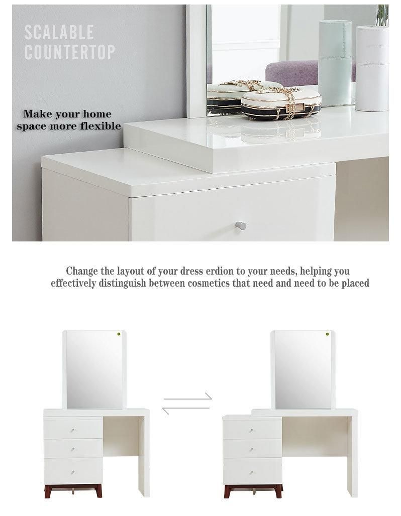 Wholesale Home Decoration Hotel Bedroom Furniture Set Glass Vanity Dresser Cabinet Mirror Dressing Table