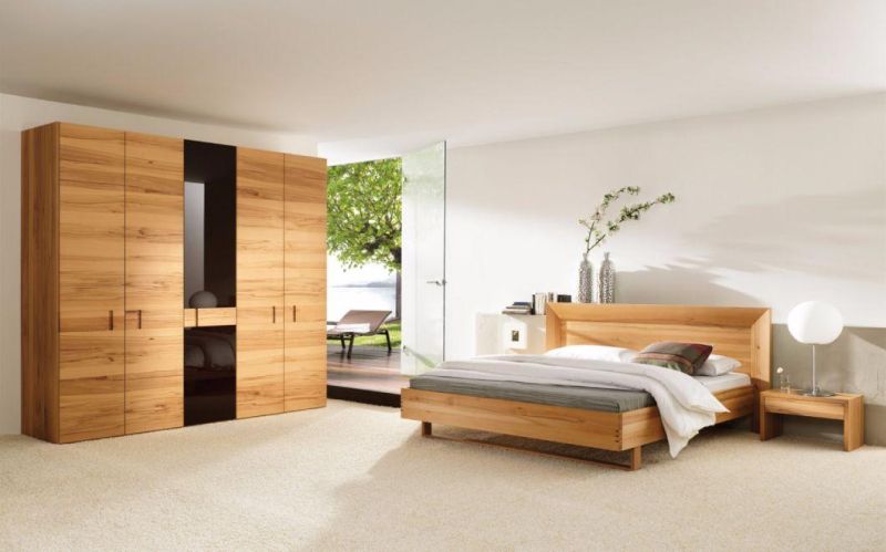 Modern Melamine Wardrobe Wood Grain Bedroom Furniture