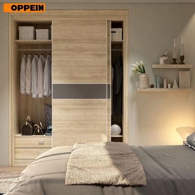 Oppein Promotional European Style Fancy White Sliding Door Wardrobe