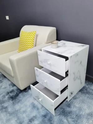 3 Drawer Widely Used Marble Glass Bedside Table
