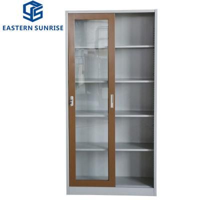 Metal Storage Cabinet with Full Glass Sliding Door