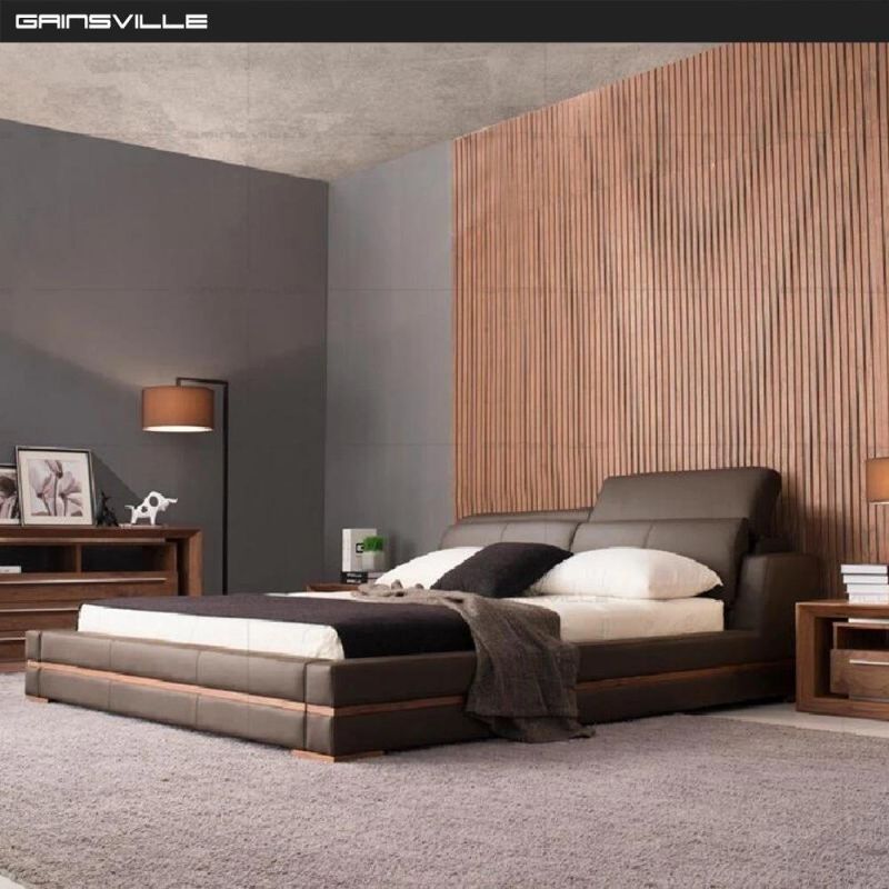 Modern Home Furniture Doubel King Size Leather Wall Bed in Bedroom Furniture