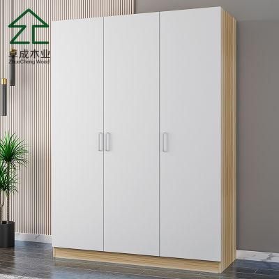 White Color MDF 3 Doors Wardrobe with Handle