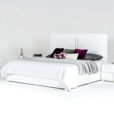Nova White Gloss Finish Eastern King Size Bed with Wood Orthopedic Slats