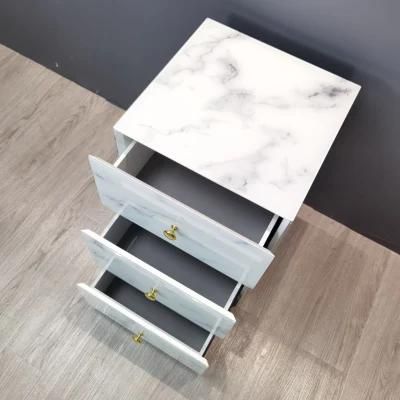 Clever Design Durable Practical 3 Drawers Mirror Glass Bedside Table