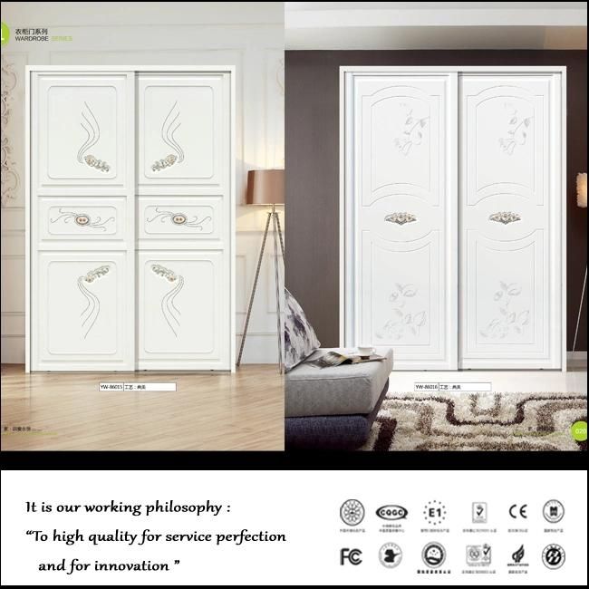 2015 Classic Flowers PVC Sliding Doors Wardrobe