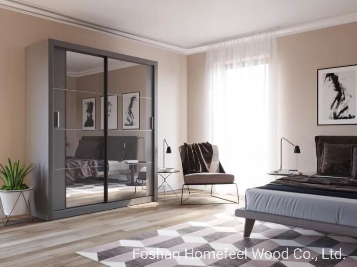 Classic Design Wooden Sliding Door Bedroom Home Furniture Wardrobe Closet (HF-WF0316)