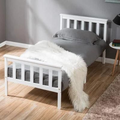 Morden Furniture Small Package Volume Solid Pine White Single Bed