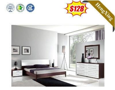 Eco-Friendly Fashionable Designed White Wood Furniture Double Bed Queen Size Bed