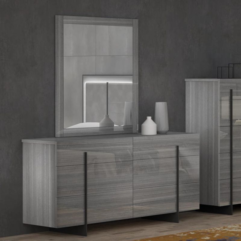 Nova Home Bedroom Furniture Grey High Gloss Mirror Bedroom Vanity Dresser