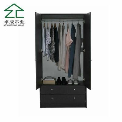 Black Color Two Doors Two Drawers Closet with Handle