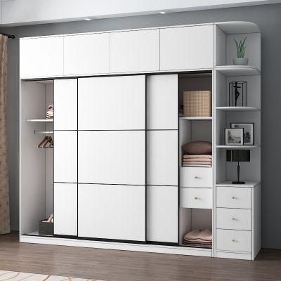 Nordic Simple Design Sliding Door Combination Wardrobe with Drawer