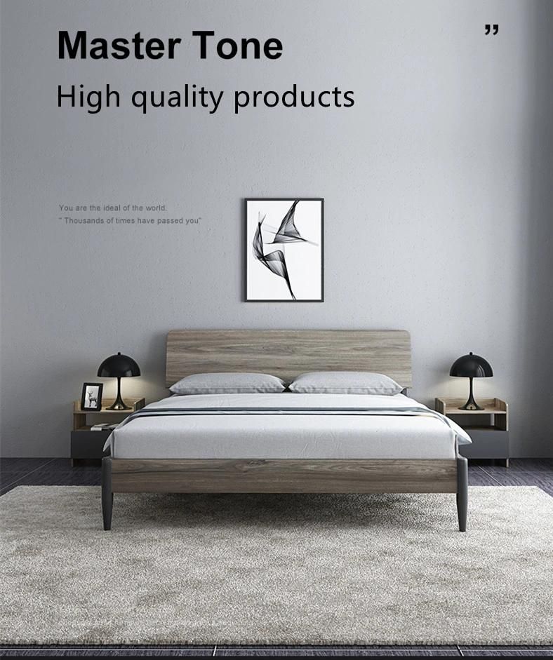Light Luxury Style Creative Plaid Black Color Backrest Bedroom Furniture King Queen Size Beds