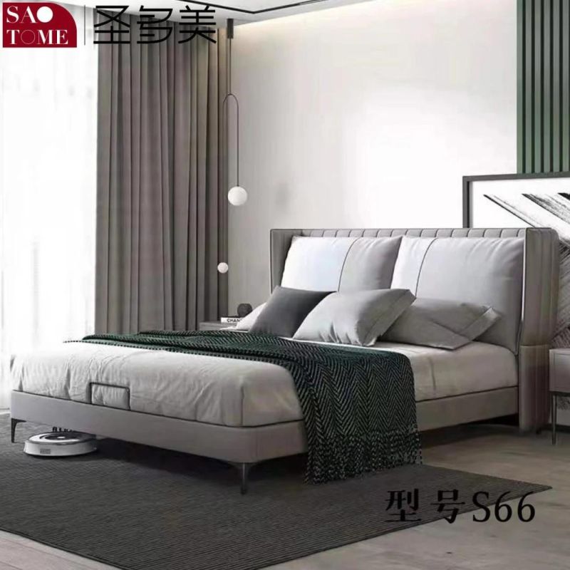 Family Furniture King Bed Modern Luxury Green with Navy Blue Leather Queen Bed