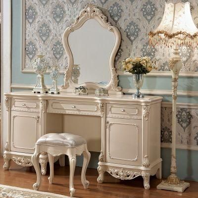 Bedroom Furniture Solid Wood Dresser Table with Dressing Stool in Optional Furniture Color