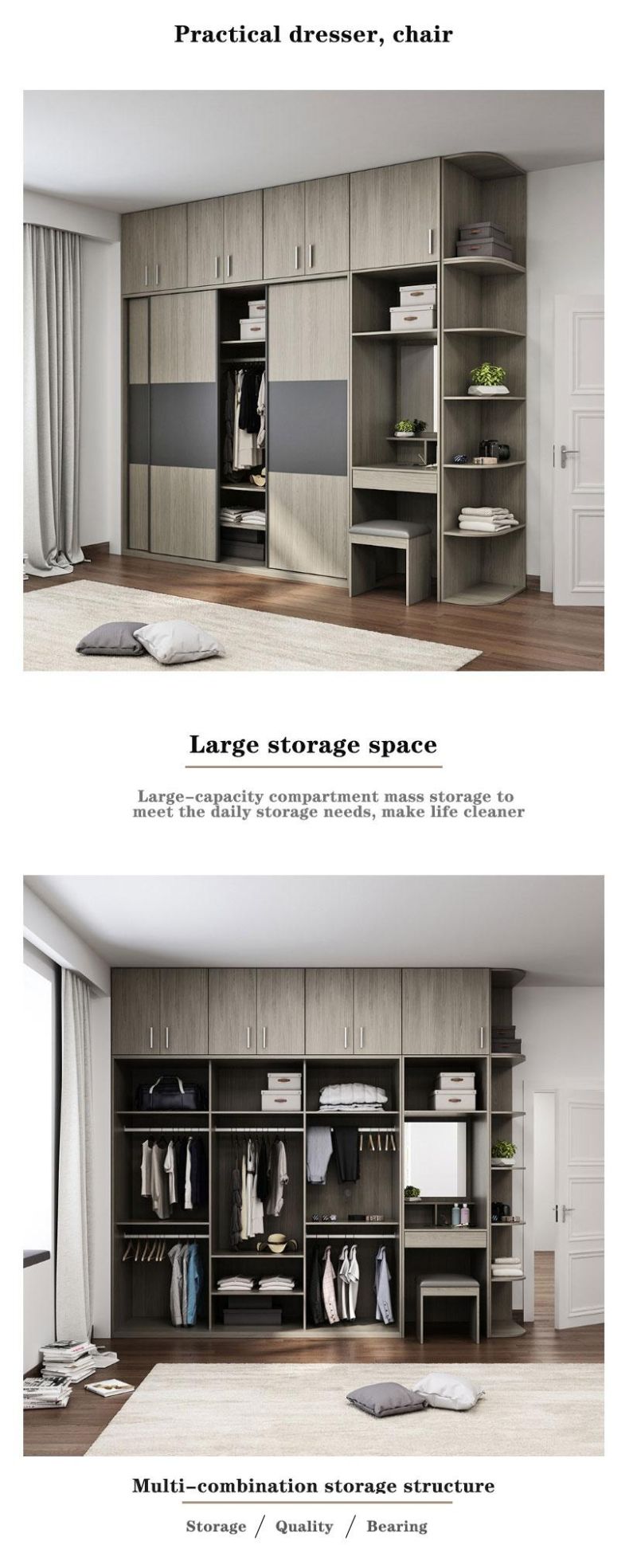 Modern Wooden Cupboard Furniture Closet Bedroom Wardrobes