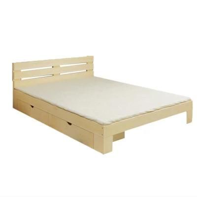 Factory Direct Sale Simple Solid Wood Double Bed 1.8 Pine Apartment Single Bed