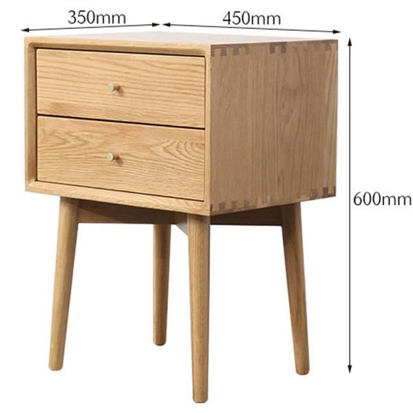 Oak Locker Bedroom Two Drawer Bedside Table Nightstand Cabinets