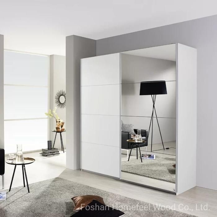 Modern MDF Sliding Mirror Door Wardrobe Bedroom Design Clothes Storage Closet (HF-WB38)