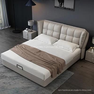Bedroom Furniture Cama Luxury Beige Fabric Bed Frame King Size Latest Designer Modern Double Bed