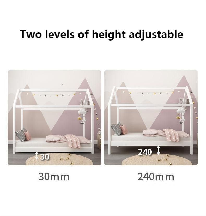 Ins Nordic Solid Wood Children′ S Tree House Bed Small House Childrens Bed with Guardrail Floor Bed