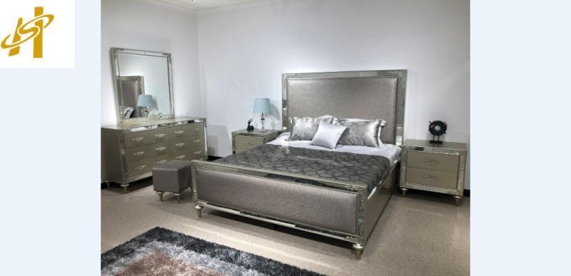 Competitive Price MDF Bedroom Sets Furniture with Mirror Decoration