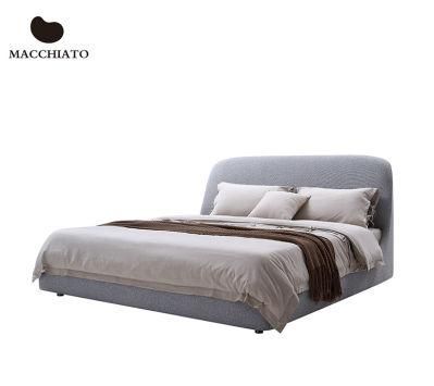 High-End Contemporary Modern Bed with Slim Bed Sides Super Comfort Hearboad Teddy Fabric Elegant Storage Beds
