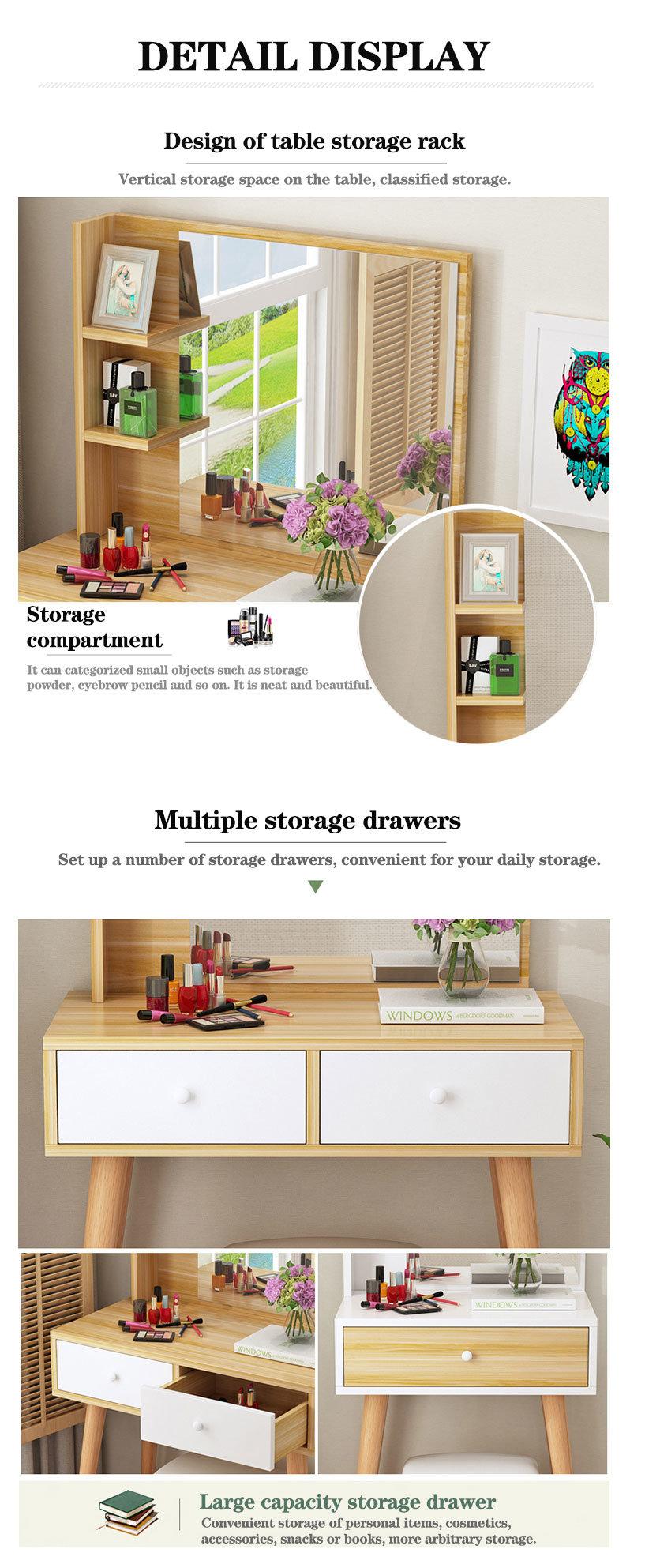 Wholesale Modern Home Hotel Wooden Bedroom Furniture Set Glass Dressing Dresser Mirror Table