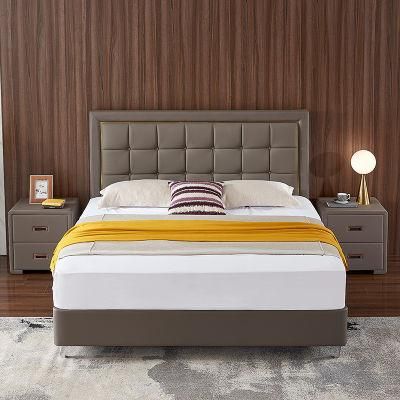 Quanu 90872 Modern Queen Genuine Leather Bed Luxury Tufted Bed Set
