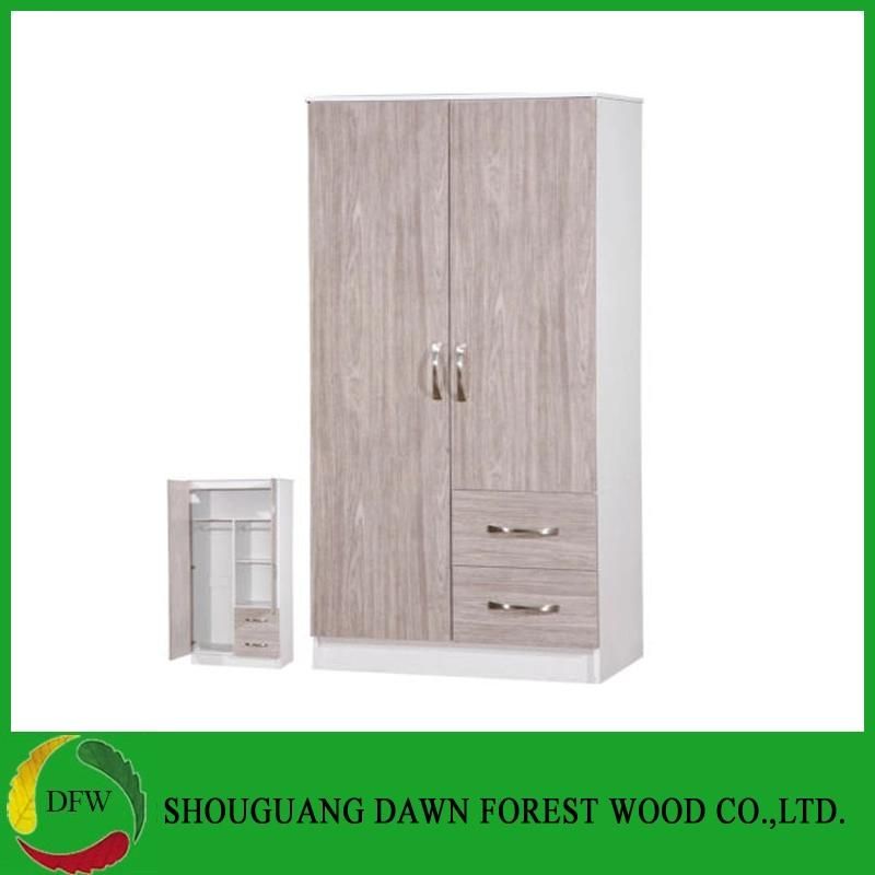 2 Door Wardrobe /2 Drawers Combi / Grey Oak High Gloss & Black Ash