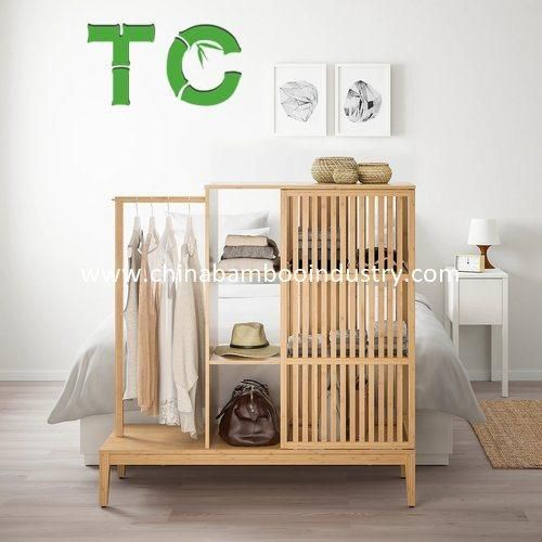 Wholesale Nordkisa Bamboo Open Wardrobe with Sliding Door Wardrobe Cabinet Wooden Wardrobe