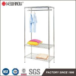 Modern Sturdy Metal Furniture 3 Layers DIY Chrome Garment Cloth Rack Shelf