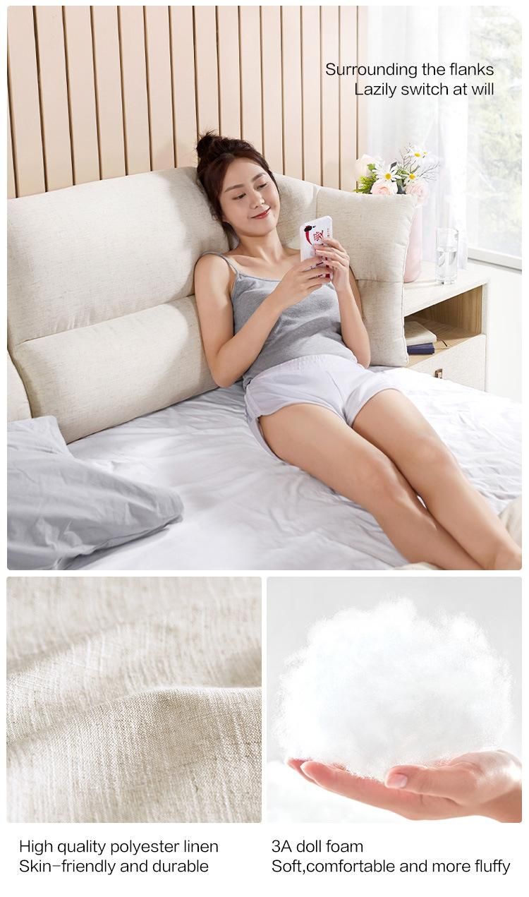Lisny Bedroom Sets Furniture White Upholstered Fabric Double Bed R290