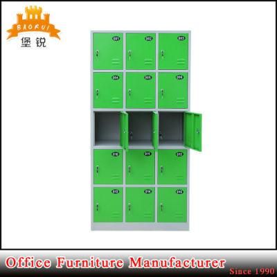 Colorful 15 Door Compartment Steel Staff Cabinet Metal Locker