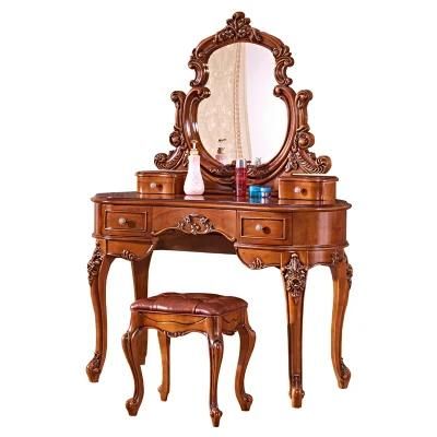 Bedroom Furniture Sets with Wood Dressing Table with Dresser Stool in Optional Furniture Color